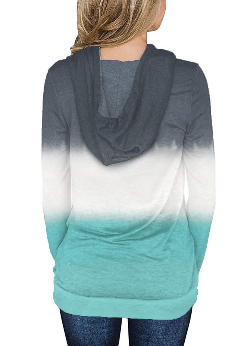 onlypuff Hoodies for Women Tie Dye Hooded Sweatshirts Trendy Teen Girls Fashion Fall Tunic Tops Dressy Shirt Green L - Image 4